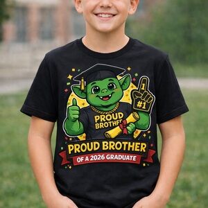Proud Brother 2026 Graduate Graphic Tee - Black